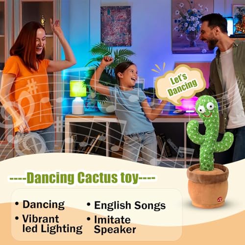 Image of Confidence Dancing Cactus Toy with Music, Singing, Talking & Voice Recording | Interactive Plush Cactus for Kids & Babies | Rechargeable Musical Mimicking Toy for Boys and Girls
