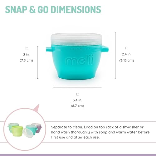 Miniatura 10 de melii Snap & Go Contenedores de almacenamiento de alimentos para bebés con tapas, recipientes para aperitivos, aptos para congelador, juego de 10, 2