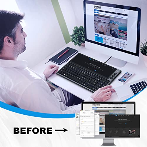 Image of BQAA RGB Keyboard, Built-in 12.6 inches Touchscreen Monitor, Ultra-Slim Aluminum Compact 98 Keys Computer Split Screen Keyboard 1920x515P HD IPS 2 USB /Type-C for Windows /Mac /Android