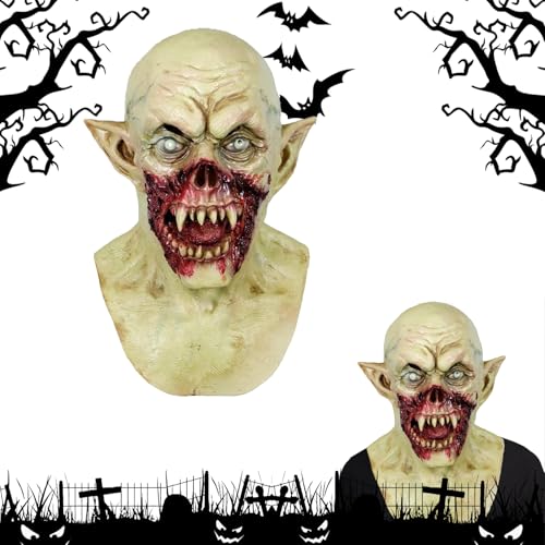 YongSral Vampiermasker, halloweenmasker, vampier, boze monster, demonen, eng masker, vampier, latexmasker, Halloween, zombie, vampier, griezelige maskers voor Halloween, cosplay, kostuumfeesten