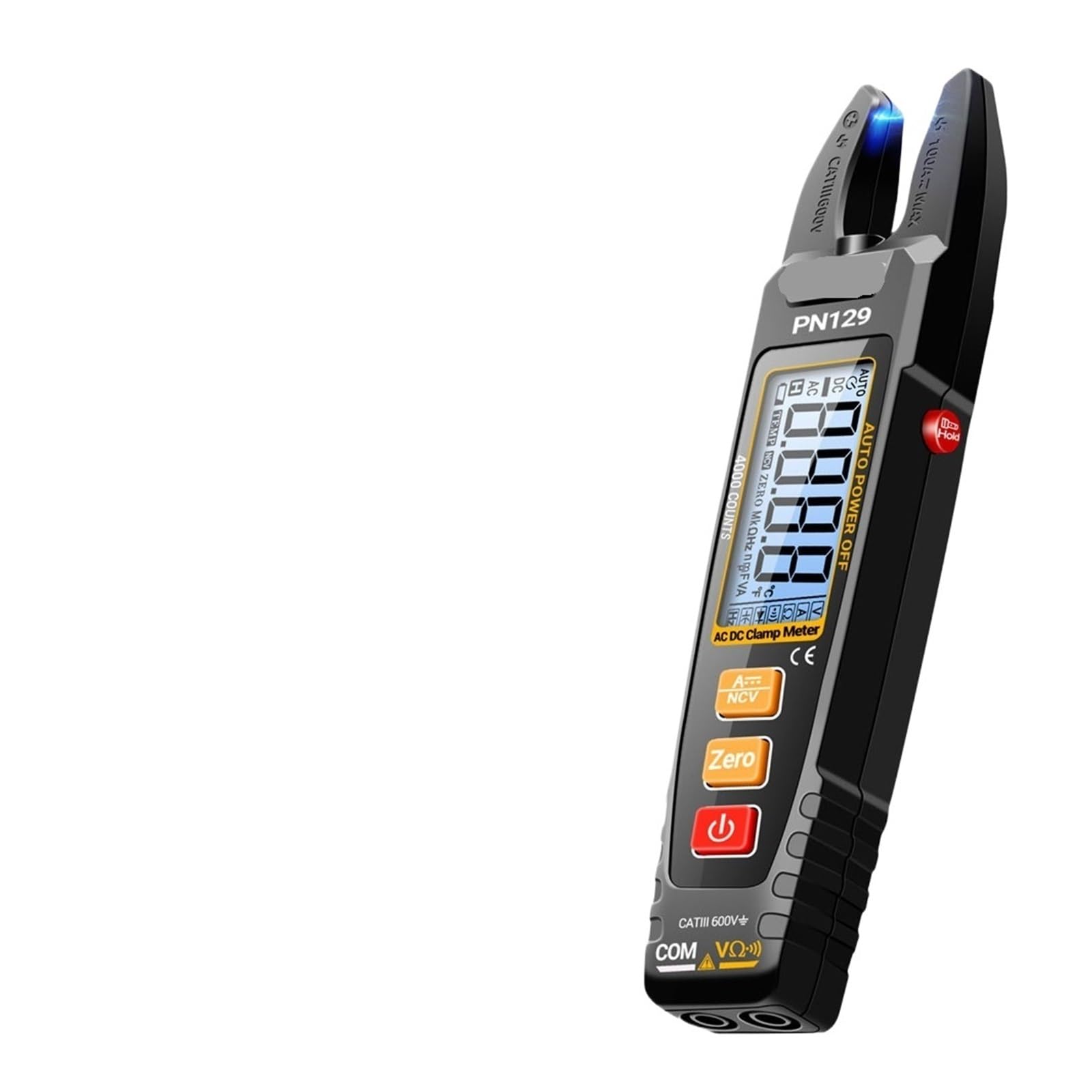 Cęgi amperowe PN129 w kształcie litery U, multimetr 4000 punktów, AC/DC 600 V, narzędzie do testowania napięcia, prądu i rezystancji (PN129)