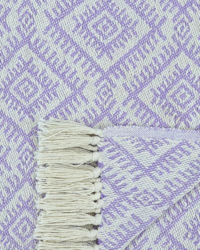 Image of HAKAM Lavender Pure Cotton Throw for 3 Seater Sofa | 100% Cotton |182x248 cm | Light Purple Throw for Sofa, Bed, Chair & Travel - Ideal for All Season | Pack of 1