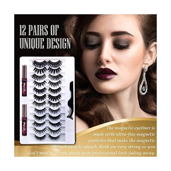 Magnetische Wimpern mit Eyeliner, 3D magnetic lashes (Natürlich) Magnetischer Eyeliner (Extra starker Halt… – Bild 3