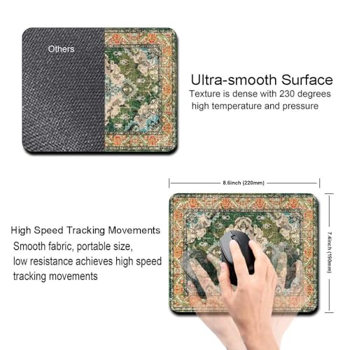 Image of Carpet Pattern Mousepad - Small Non-Slip Rubber Carpet Design Printed Computer Mouse Pad 19x22cm (FMP0237)