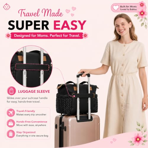 Image of Baby Diaper Bag | Diaper Bag for Mothers For Travel | Baby Bags For Mothers Carry | Baby Diaper Bag For Mother For Travelling | Mommy hand Tote Sling Lugguage diapers Handbags with Changing Mat