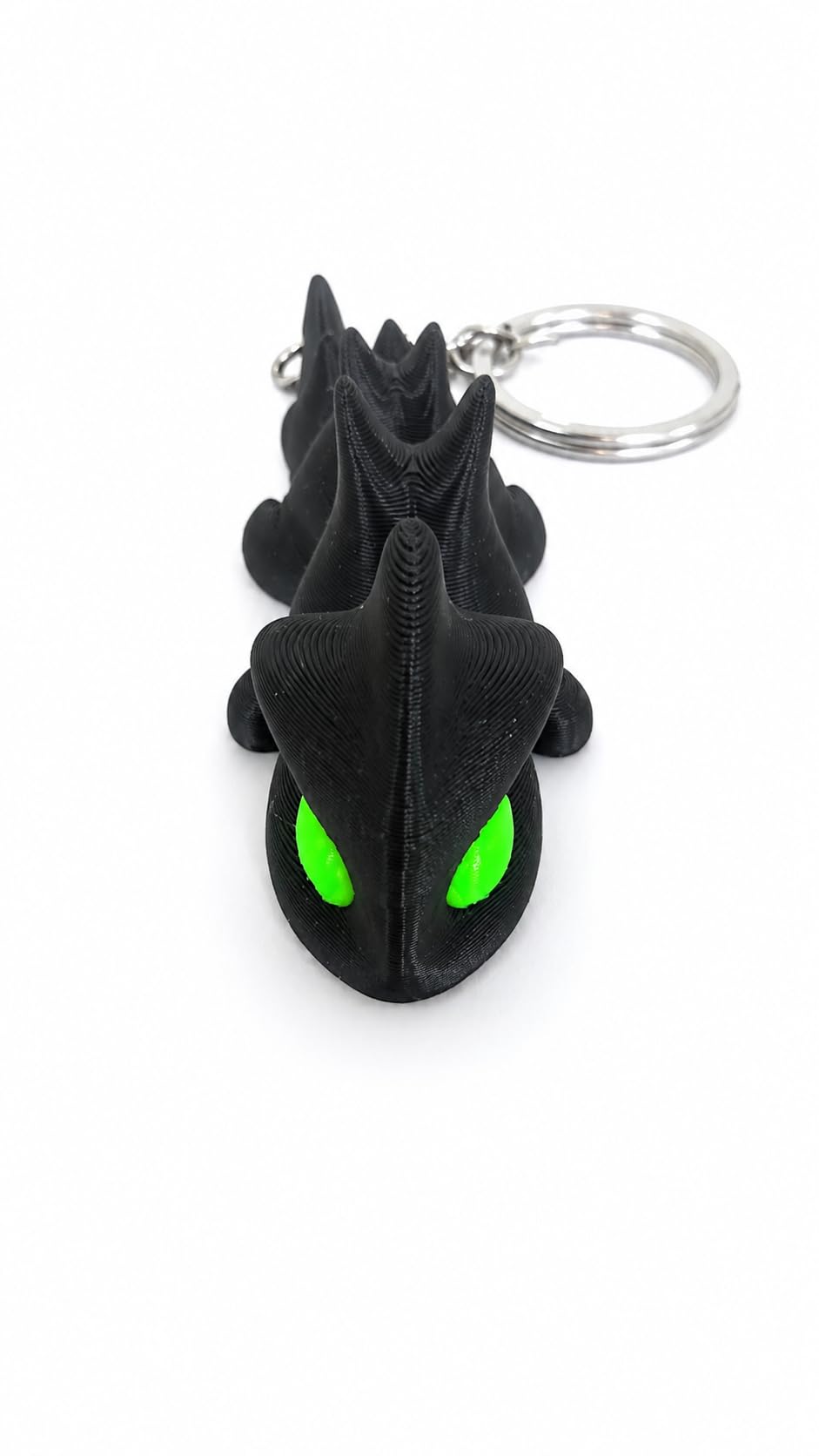 Black Dragon Keychain with Neon Green Eyes-image-22