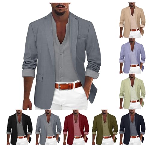 Men's Slim Fit Blazer Lightweight Single Button Stretch Jacket Casual Business Fall Winter Office Suit Jackets4