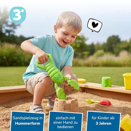 alldoro 60179 Sandgreifer Hummer grün, Robustes Sandspielzeug für Kinder, Sandkasten-Krabbe, leicht & einhändig bedienbar, 34 cm