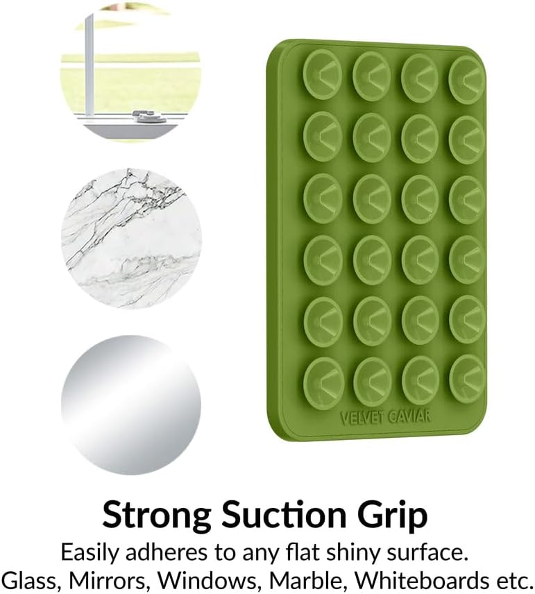 Velvet Caviar Suction Cup Phone Case Mount Compatible with MagSafe Devices Only - Magnetic Silicone Sticky Phone Grip Holder for iPhone Back of Phone - Mirror Gripper (Matcha Green)