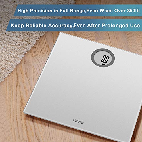 Vitafit Digital Body Weight Bathroom Scale Weighing Scale with Step-On Technology, LCD Display(400lb),Batteries Included, Elegant Silver