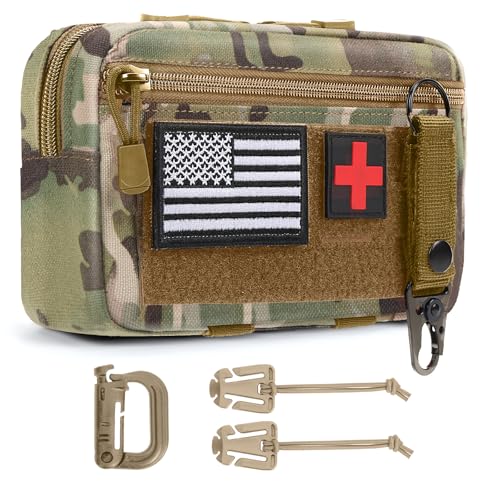 Bolsa táctica Molle para uso médico, bolsa de administración Molle EDC EMT con parche de bandera de Estados Unidos, cuerdas elásticas y llavero