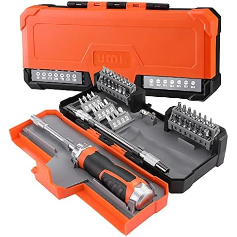 Amazon Brand - Umi Ratschenschraubendreher, 43tlg. Set, 1/4"-Innensechskant-Antrieb Cover