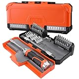 (Metal Magnético de Alta Calidad)  40-piezas puntas de destornillador hechas de acero Cr-V electrochapado y tratado térmicamente para mayor resistencia a la corrosión pueden ofrecer una vida útil más prolongada. Ademas, el mango ergonómico de PP y TPR que garantiza un alto rendimiento antideslizante.