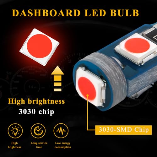 12 lámparas LED T5 para tablero automotor, rojo miniatura 3