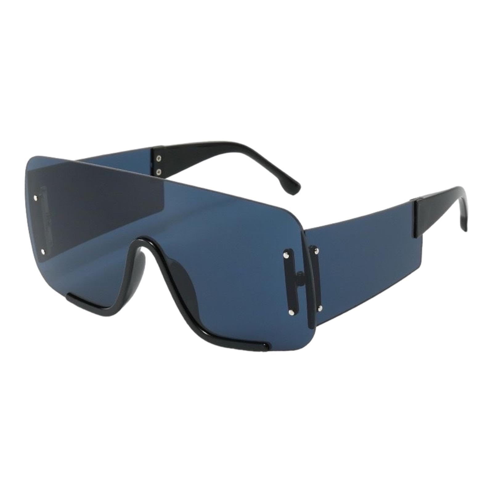 MAVKA STORE Unisex Square Oversized Sunglasses UV400 Protection, Trendy Blue Lenses, Durable PC Frame, Fashion Rectangle Eyewear for Men and Women