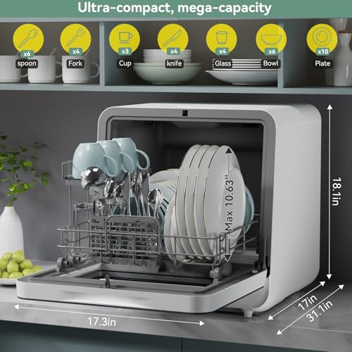 Hermitlux Countertop Dishwasher, 5 Place Settings Portable Dishwashers Mini - Image 2