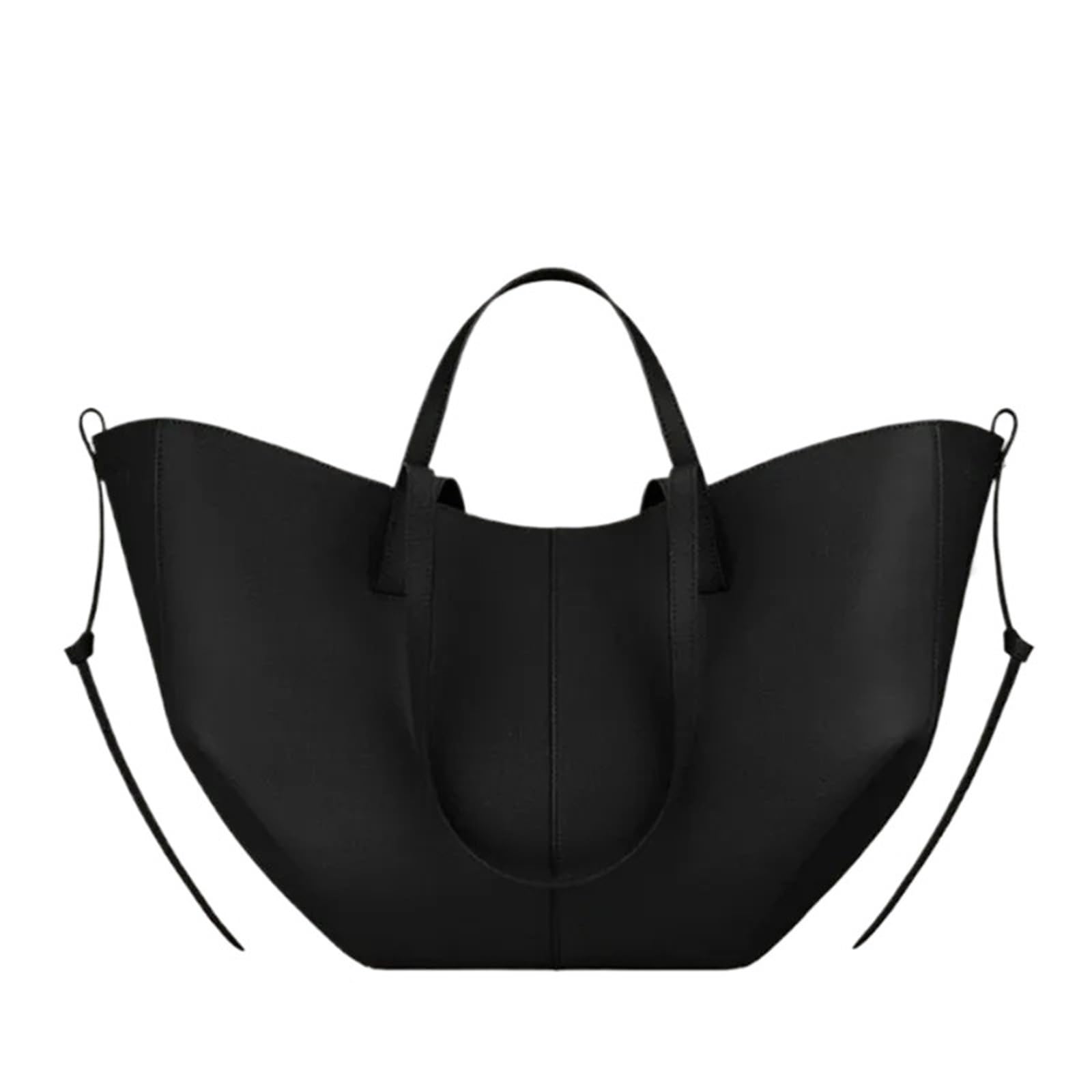 Sac à main en cuir noir grand format L pour femme idéal pour le shopping et les voyages
