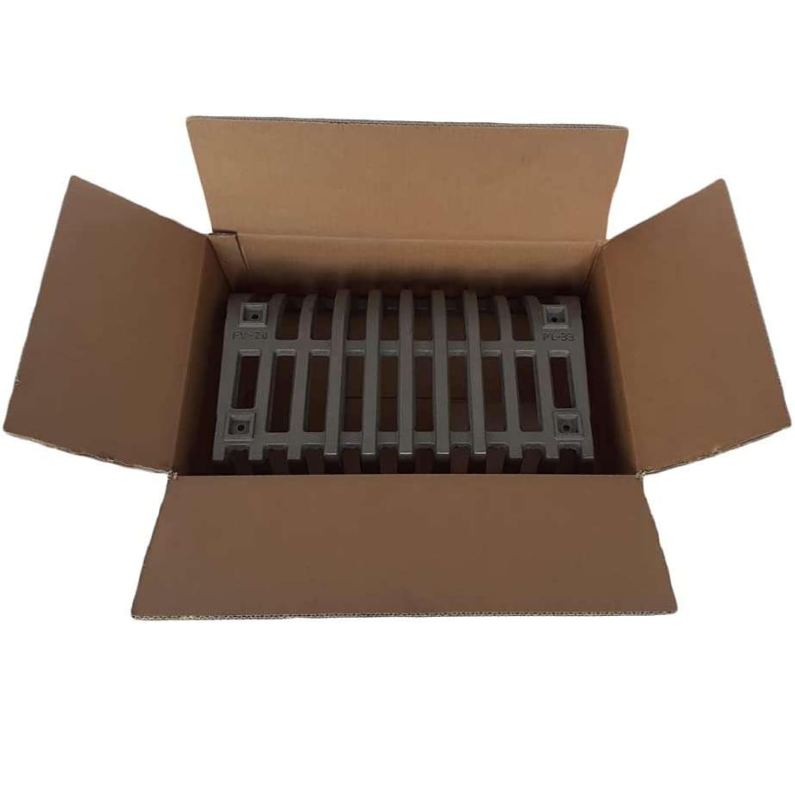 Portalegna in Ghisa | Design Moderno | Migliora Circolazione Aria | Sicurezza Anti-Fuoriuscita | Brucialegna caminetto e termo camini, 45 x 28,5 x 17h cm - 100% Ghisa