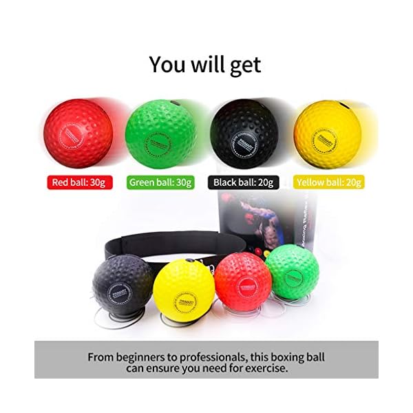 Wenosda Boxing Reflex Ball Set Training Speedball Punching Fight Balls Speed Bag Kickboxing Exercise Equipment 2 Difficulty Level Speedballs with Nylon Headband for Adult Kids