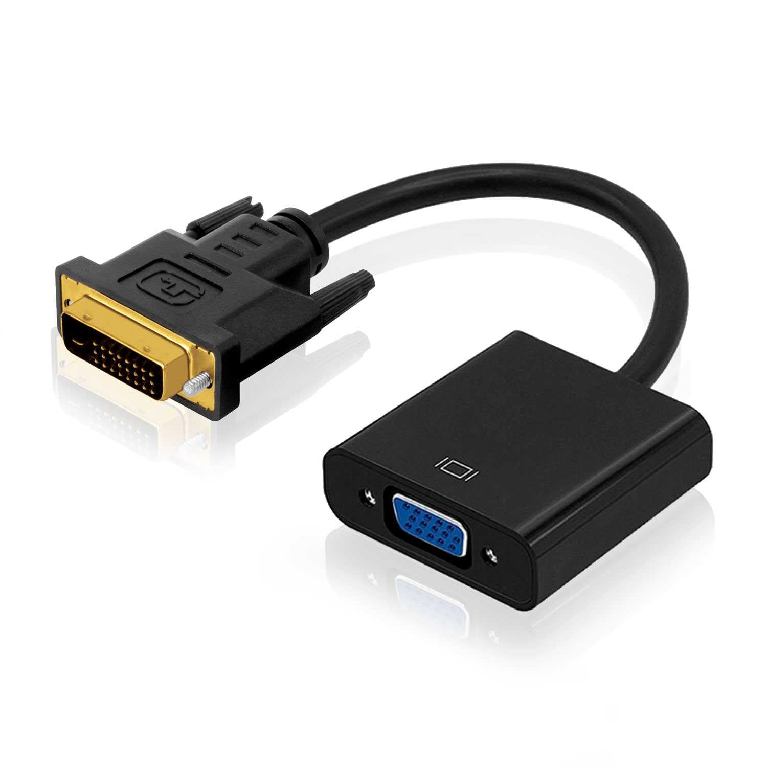 OcioDual Adattatore DVI-D 24+1 Maschio a VGA Femmina 15 Pin, Convertitore Video per PC, Monitor, Proiettore e Display
