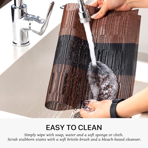 LEXMORE-Placemats-Set-of-6-VinylPlastic-Woven-Place-Mats-for-Kitchen-Table-IndoorOutdoor-Washable-Placemat-Wipeable-Dining-Table-MatsOmbre-Brown-Black LEXMORE Placemats Set of 6 VinylPlastic Woven Place Mats for Kitchen Table IndoorOutdoor Washable Placemat Wipeable Dining Table MatsOmbre Brown Black
