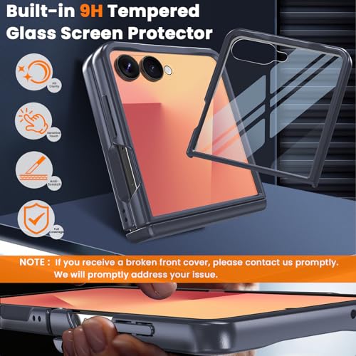 Image of WRJ for Samsung Galaxy Z Flip 8 Case Built-in Screen Protector,Blue