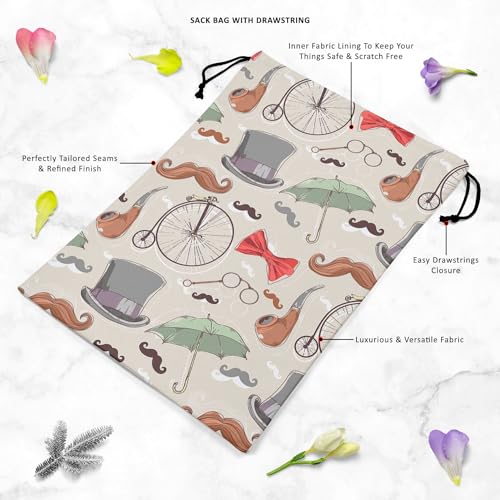 Image of ArtzFolio Vintage Retro Objects | Reusable Sack Bag | Bag for Gym, Storage, Vegetable & Travel