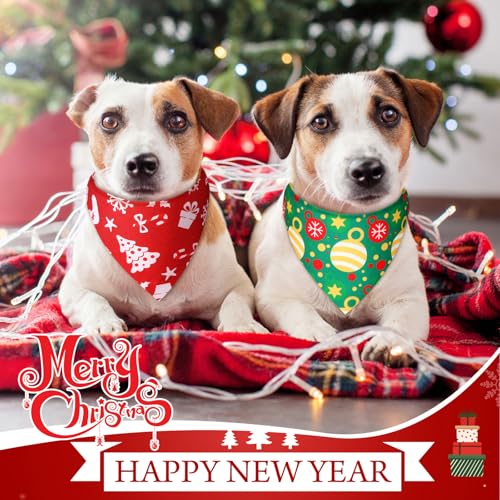 Image of Abbylike 50 Pcs Christmas Dog Bandanas Bulk, Snowman Santa Snowflake