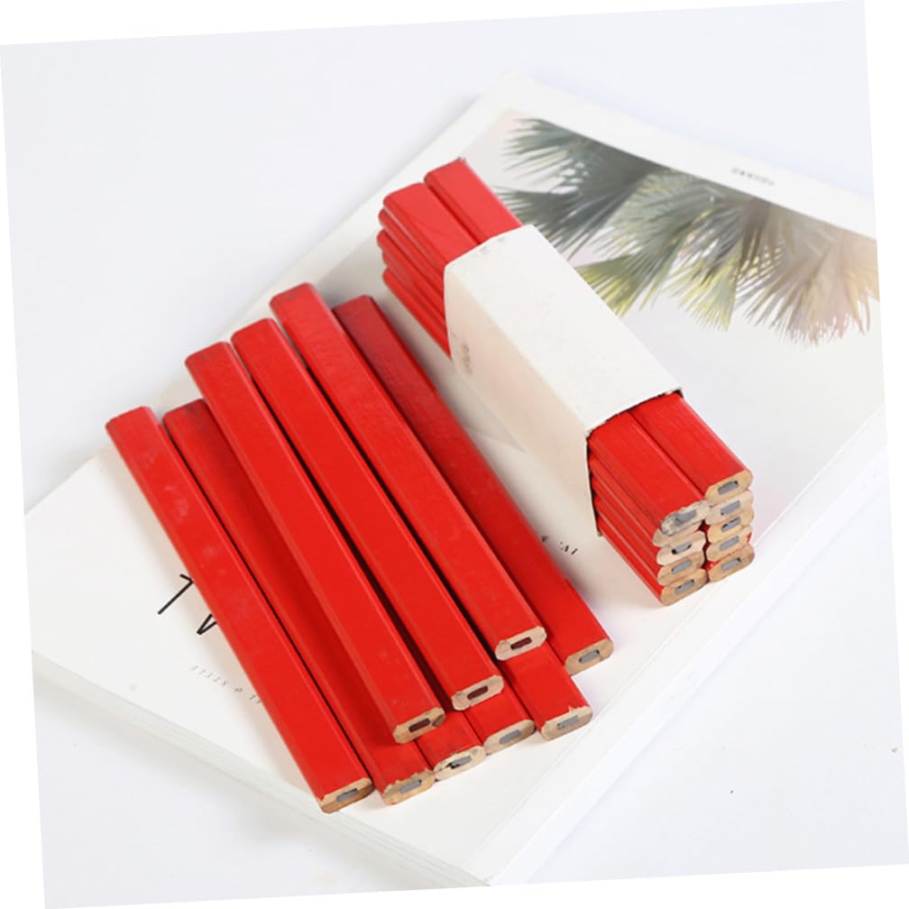 72 Crayons Octogonaux Plats Travail du Bois, Crayons de Charpentier Noirs à Mine Dure, 72 Pièces pour Marquage Chantier, Outil Professionnel pour Menuiserie