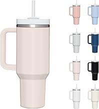 LEFUS 40oz Tumbler with Handle, Double Wall Vacuum Sealed Stainless Steel Cup, 40oz Insulated Tumbler for Water, Iced Tea or Coffee, Smoothie