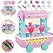 DIVISTAR Juguetes de juego de rol para niños DIY Mini helado/caramelo/fruta/verduras carrito de la compra con luz y música simulación juguetes para niños regalo - caramelo 13pcs - 1 juego