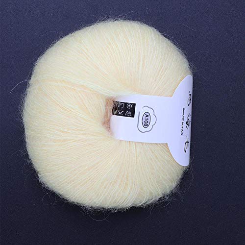 Soft Mohair Cashmere Wool Knitting Yarn Lightweight Hand Knitwear Yarn DIY Shawl Scarf Crochet Thread with A Crochet for Sewing Accessories(Goose Yellow) - Image 4