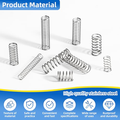 380pcs stainless steel compression springs assortment kit - small amp tiny springs with 23 different sizes metal compression springs for pen repair home diy workshop amp industrial use