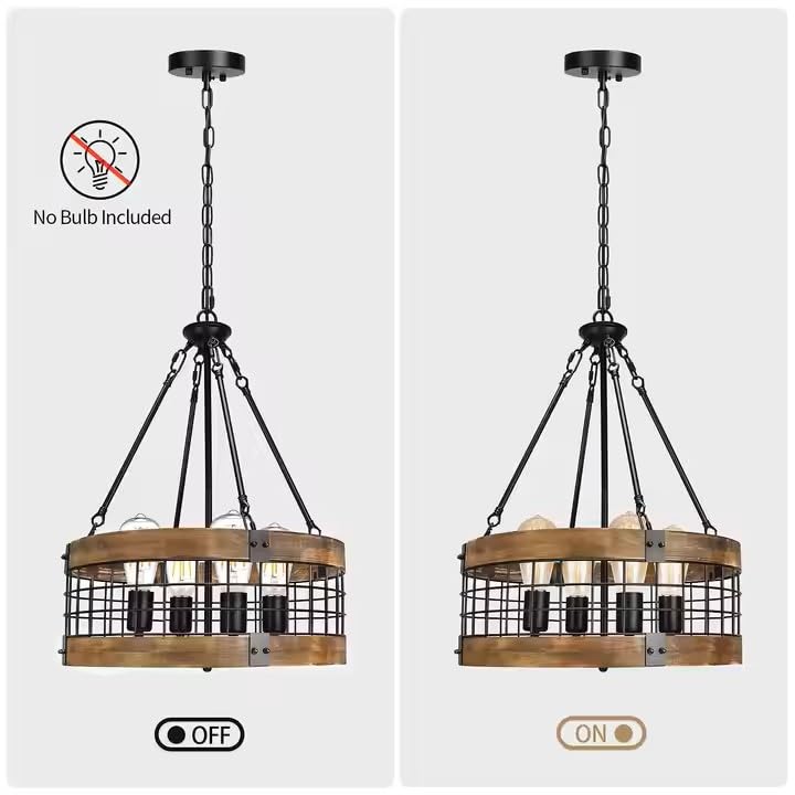 Lámpara colgante de granja de 5 luces para solucionar techos altos e interiores oscuros 5