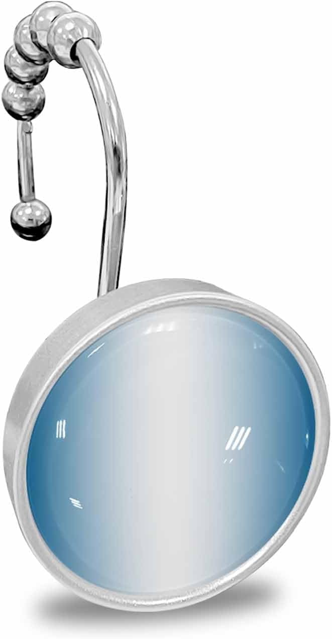 Shower Curtain Hooks 12 Pcs Blue and White Gradient Stainless Steel Rust Proof Rolling Shower Curtain Rings, Decorative Shower Curtain Hooks Hangers for Bathroom