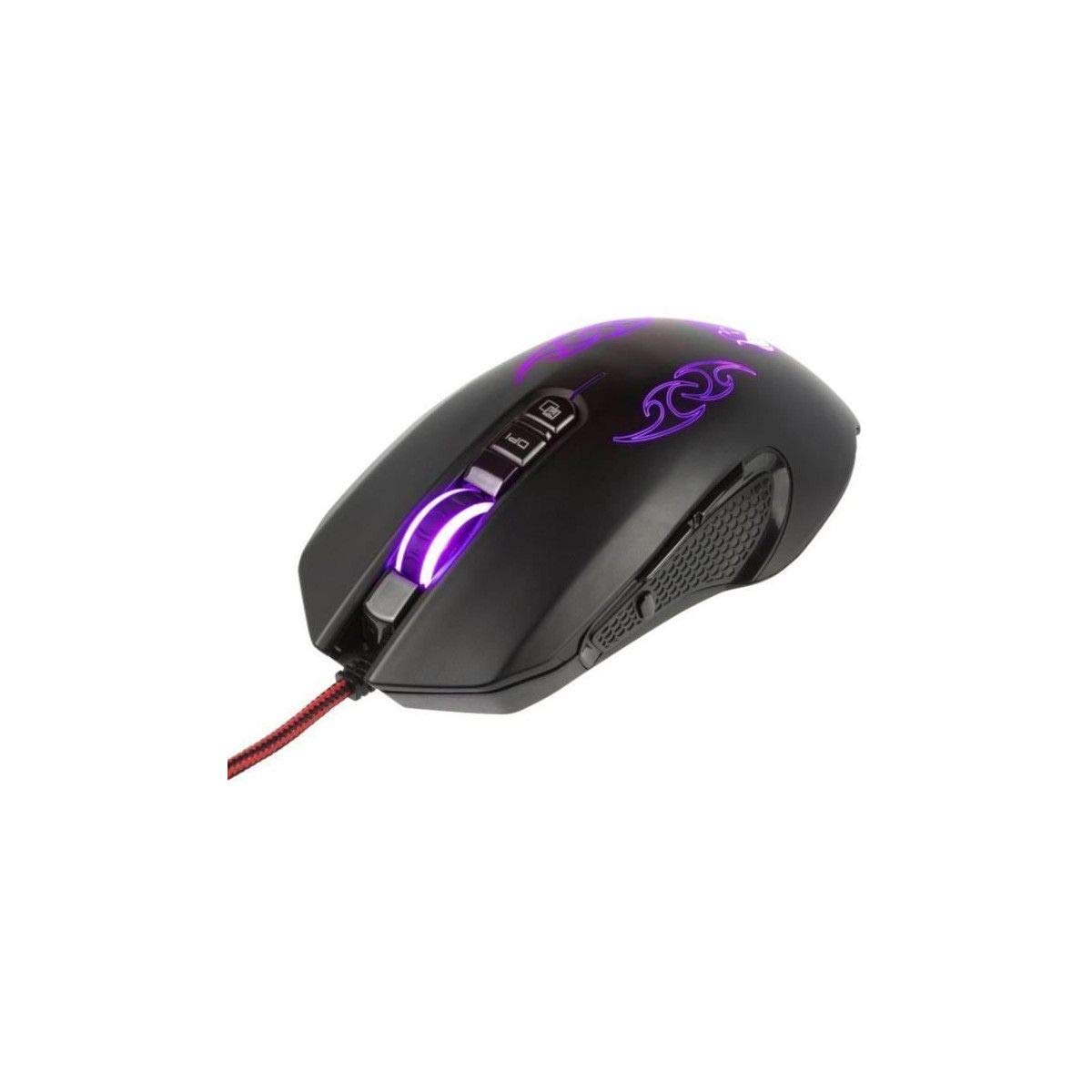 Konix Ratón con Cable Drakkar Hœnir para PC Gaming, 8 Botones, frecuencia de 1000 Hz, resolución de 3200 dpi, retroiluminación de 4 Colores