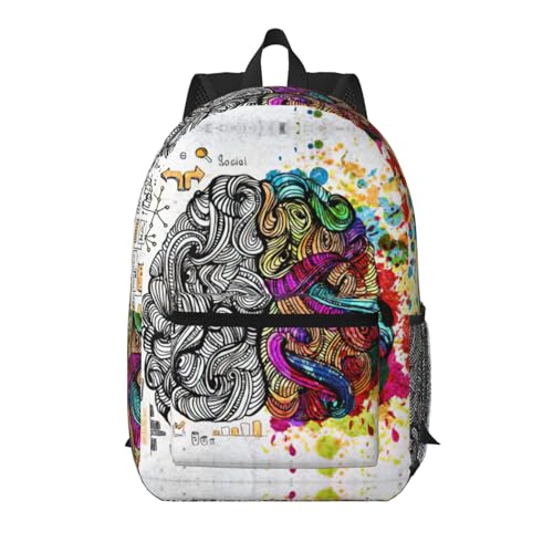 Sac à dos de travail imprimé cerveau noir avec poche de protection pour ordinateur portable
