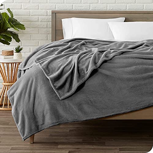 Image of HOMEKART Premium Flannel Fleece Blanket for Single Bed, Super Soft Plush Lightweight All Season Blanket, Solid Cozy Bed Throw for Bedroom, Sofa, Couch, Travel & Camping, 152 x 228 cm (Grey)