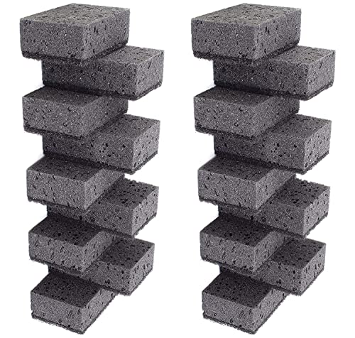 Image of Black Multi Use Scrub Sponges. Made in Europe. 18 Pack, 4.3x2.8x1.4 inches. Heavy Duty Fiber. Odorless Durable Scrubber for Kitchen and Household Cleaning