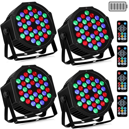 Battery Powered Par Lights 4Pack 36W RGB LED Uplights