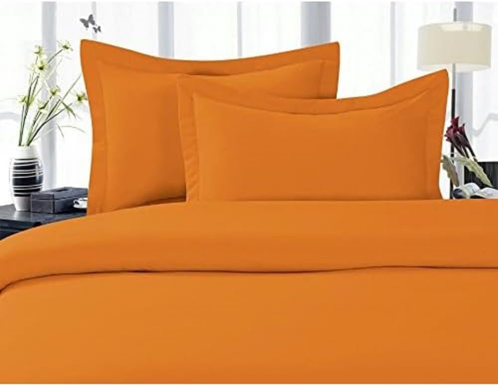 CELINE LINEN Best, Softest, Coziest Duvet Cover Ever! 1500 Premier Hotel Quality Luxury Super Soft Wrinkle Free 3-Piece Duvet Cover Set, Full/Queen, Elite Orange