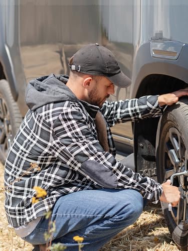 Mr.Stream Men's Hooded Coat Casual Thicken Plaid Work Flannel Snap Sherpa Lined Fleece Shirt Jacket4