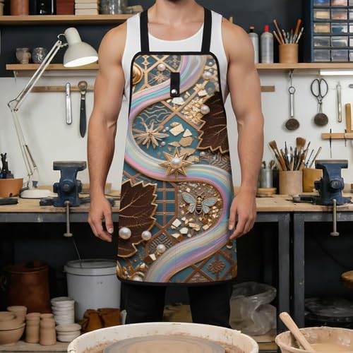 Delantal de trabajo con diseño geométrico para hombres y mujeres miniatura 4