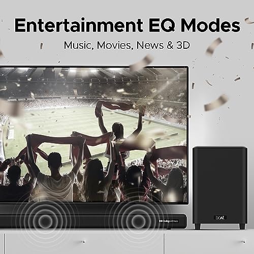 Image of boAt Aavante Bar 4100DA, Dolby Atmos 3D Cinematic Sound,300W Signature Sound,3.1.2 CH,Multi-Connectivity & EQ Modes, Remote Control, Bluetooth Sound Bar, Home Theatre Soundbar Speaker (Premium Black)