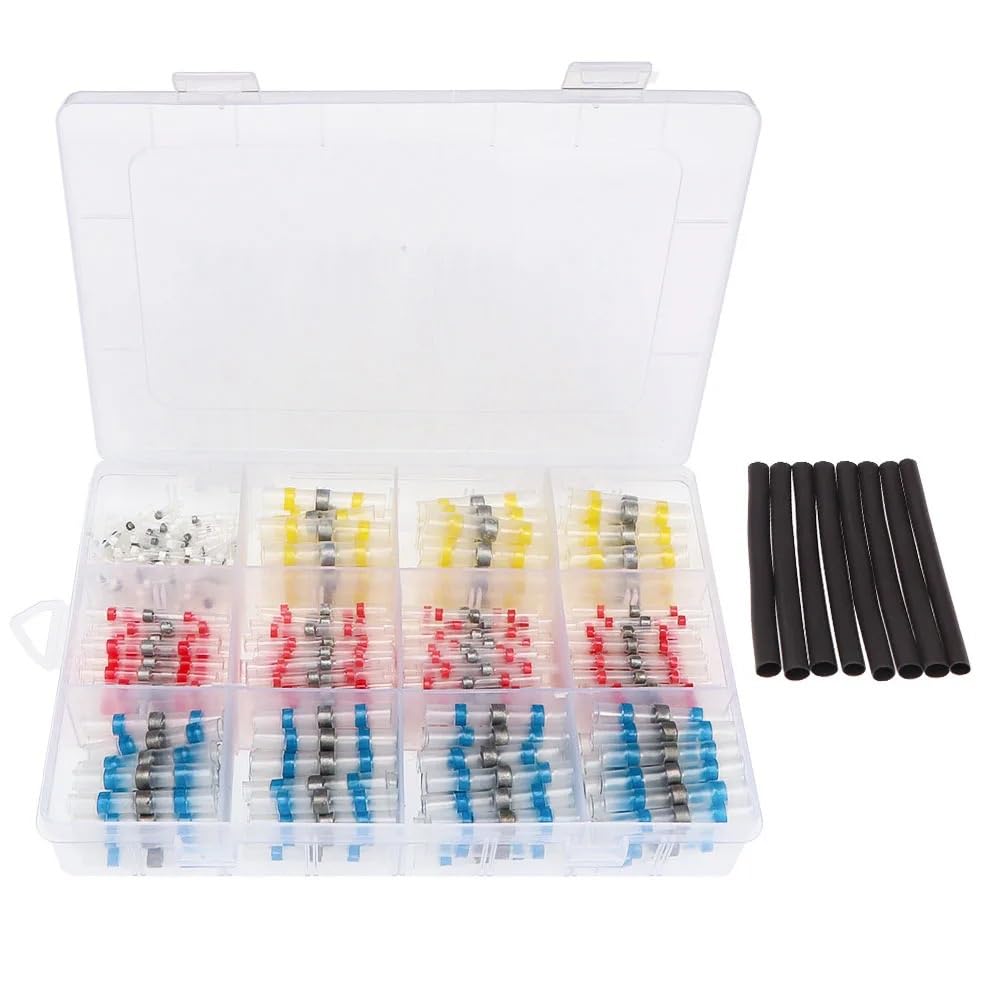 BKGWCSOR 300pcs Waterproof Heat Shrink Tube Solder Seal Sleeves Insulated Electrical Connectors Kits Wire Butt Wire Terminals WIth Box