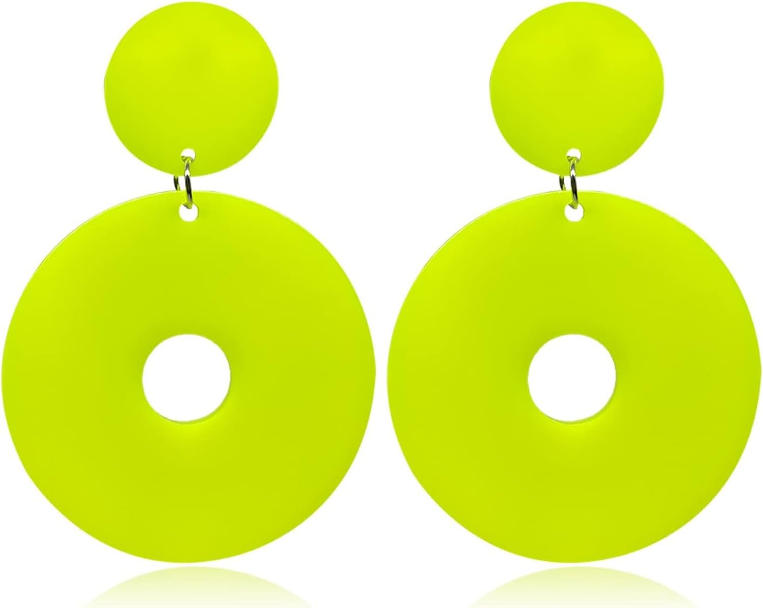 KGAIXN Acrylic Hollow Round Dangle Drop Earrings Geometric Statement Party Jewelry for Women Resin Neon Retro 70s 80s Earrings Simple, Yellow