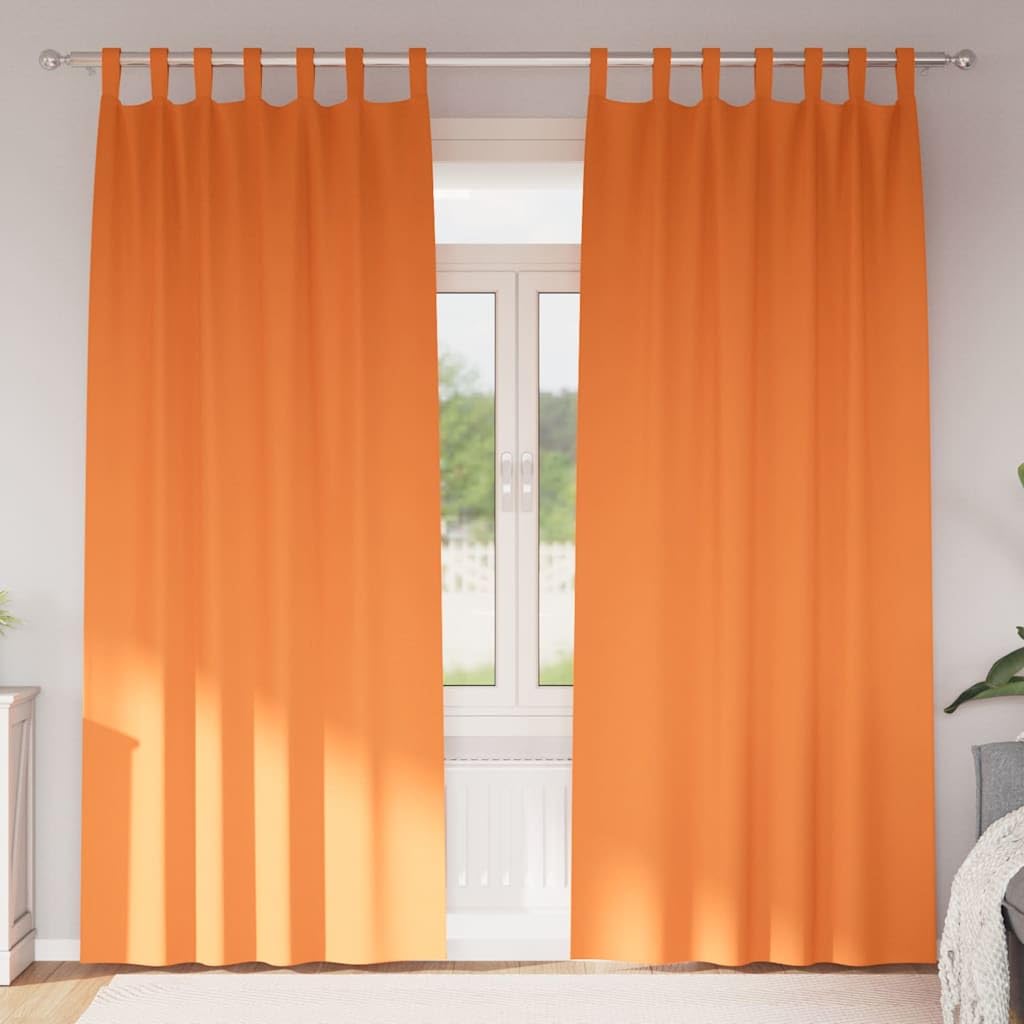 Lot de 2 rideaux occultants avec anneaux - En polyester - Orange clair - 260 x 140 cm - Protection solaire - Pour salon, chambre à coucher, bureau, intérieur