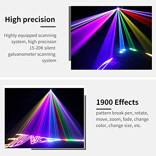 Image of 1900 Patterns DJ Disco Party Lights,Sumger Full Color 3D Animation Laser Projector Light,DMX Sound Activated Stage Lighting,Remote Control RGB Scan Beam light for Christmas Halloween Bar Dance Wedding