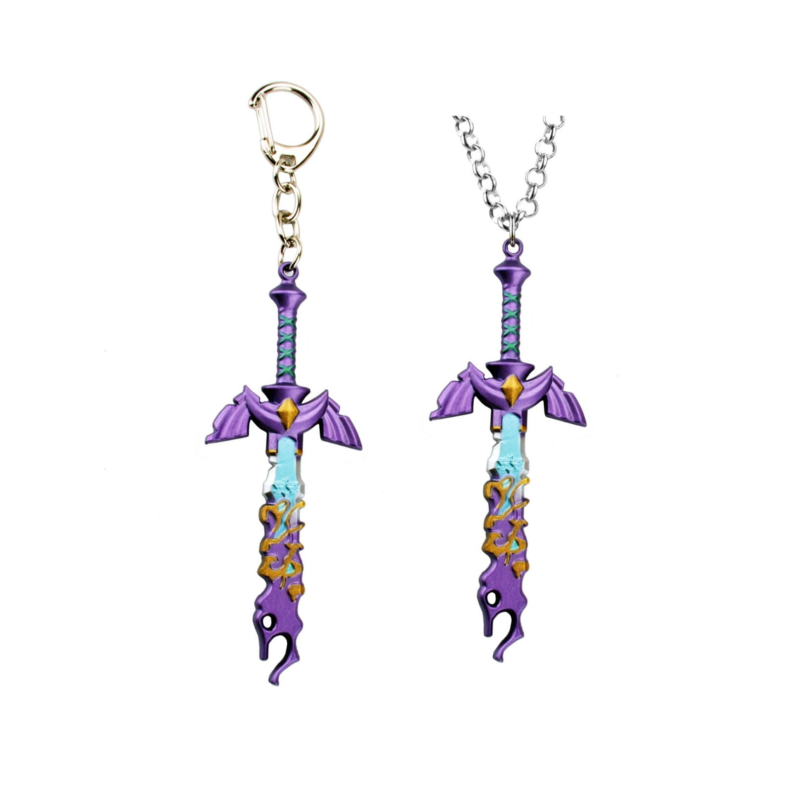 Mullike TLOZ Necklace Keychain Master Sword Cosplay Pendant Necklace Sheikah Eye Tag Necklace Gift for Men Game Fan