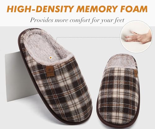 Image of COFACE Mens Cozy Memory Foam Scuff Slippers Casual Slip On Warm House Shoes Indoor /Outdoor Sandal Slippers With Arch Support Rubber Sole Size 7-15